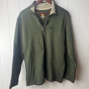 Bass Green Zip Up Sweater with Stand-Up Collar